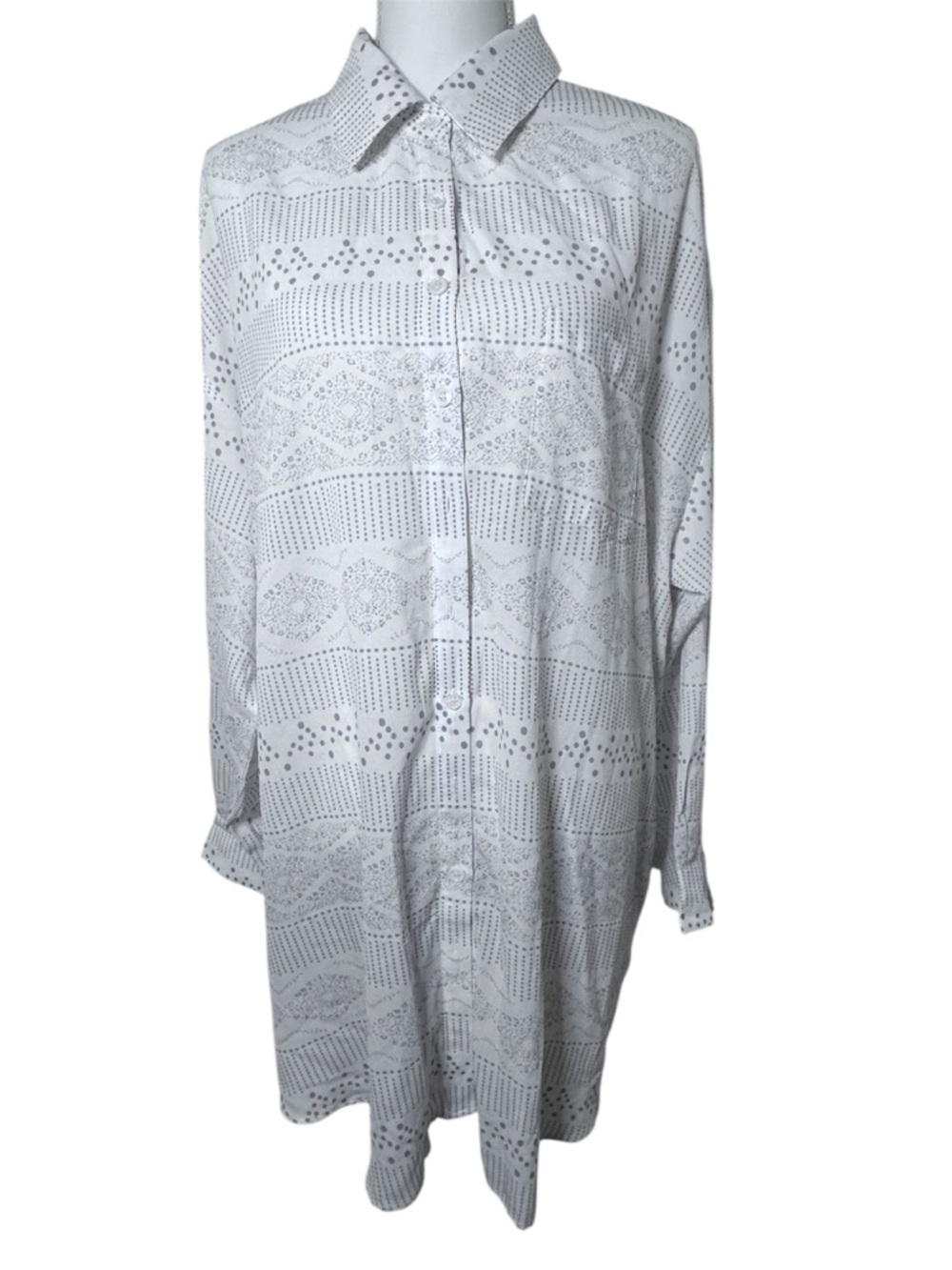 NWT Gabriela Long Sleeve Loose Waisted Button Shirt Dress